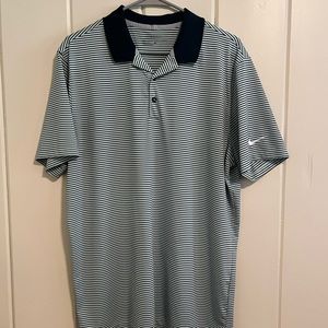 Large Green (Dark Teal?) striped Golf polo.